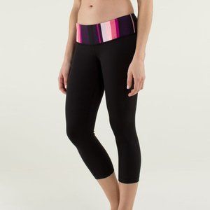Lululemon Wunder Under Crop *Full-On Luon-Size 6-Black / Assorted Stripe
